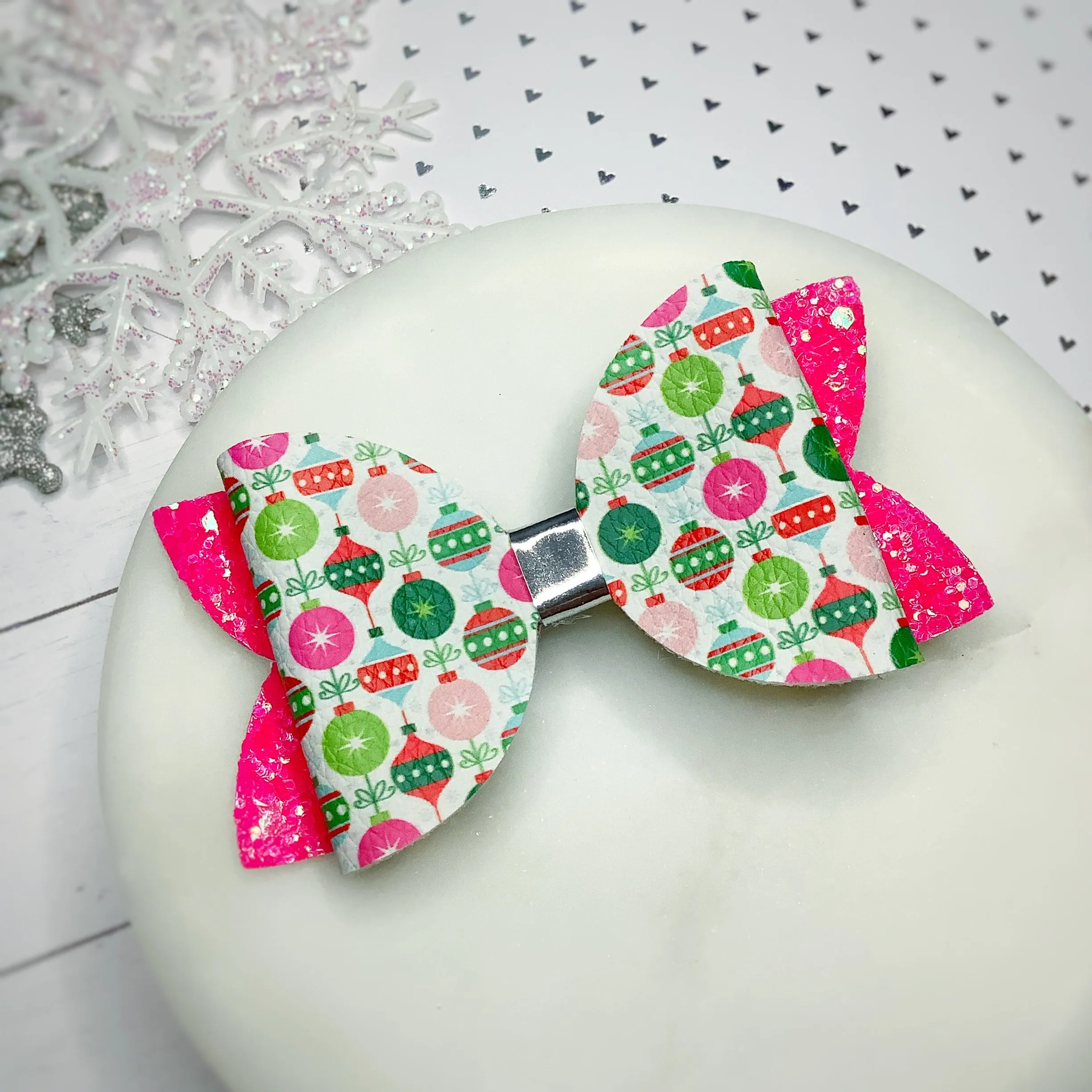 Pink Ornaments Micro Mini Bow and 3.5” Bow Collection
