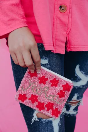 Pink Yeehaw Beaded Pouch