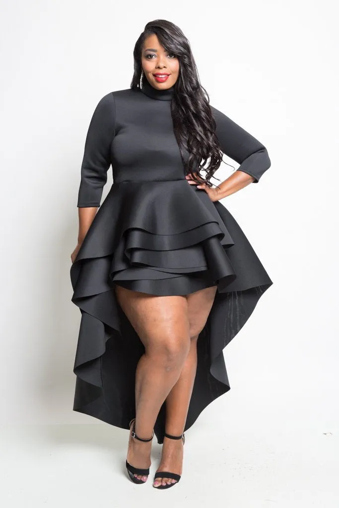 Plus Size Glam Cascade Tail Mini Dress [SALE]