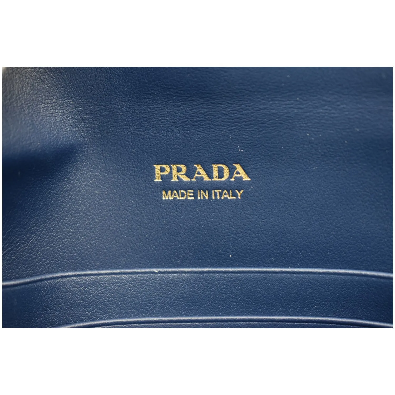 PRADA Envelope Leather Chain Clutch Blue 1MF002
