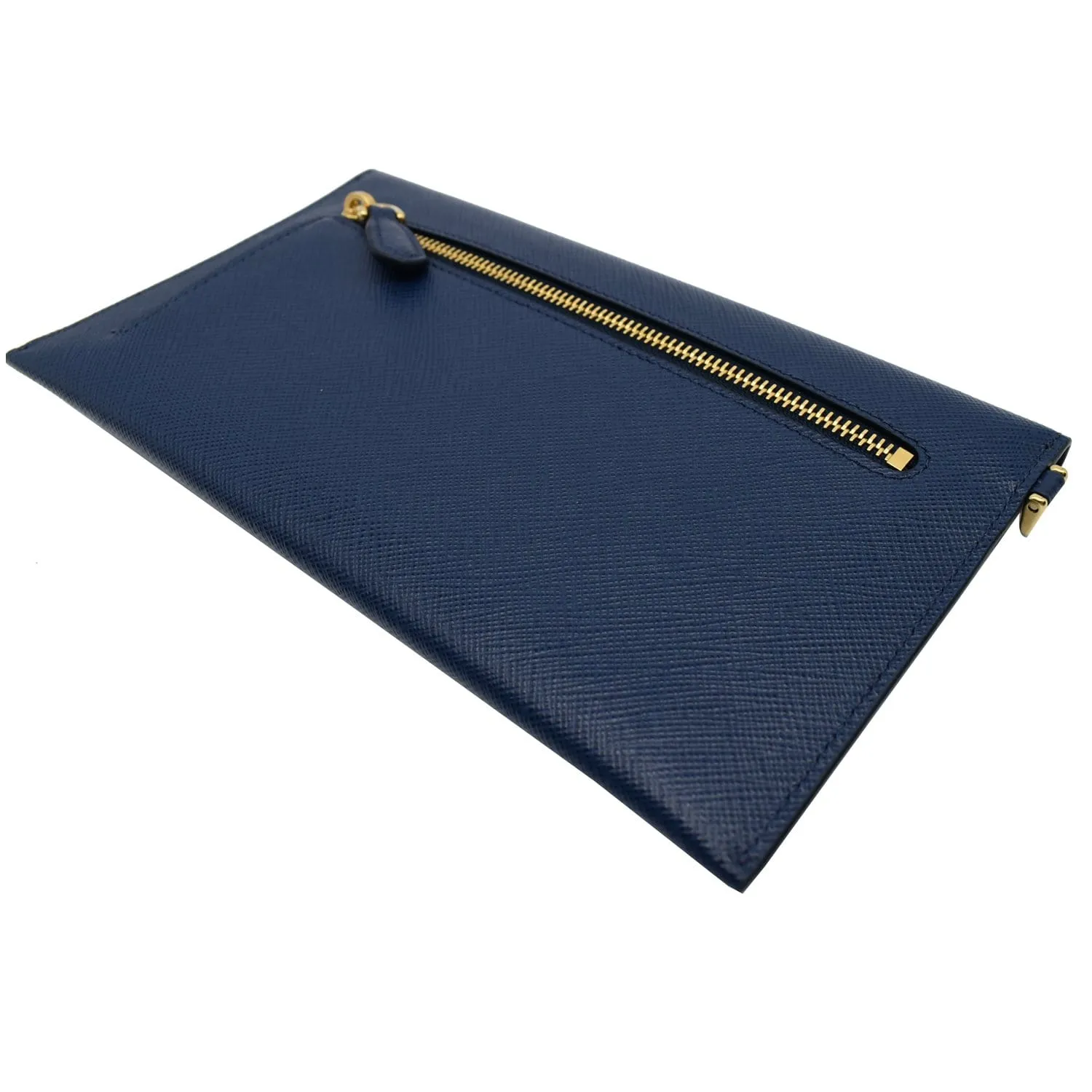 PRADA Envelope Leather Chain Clutch Blue 1MF002