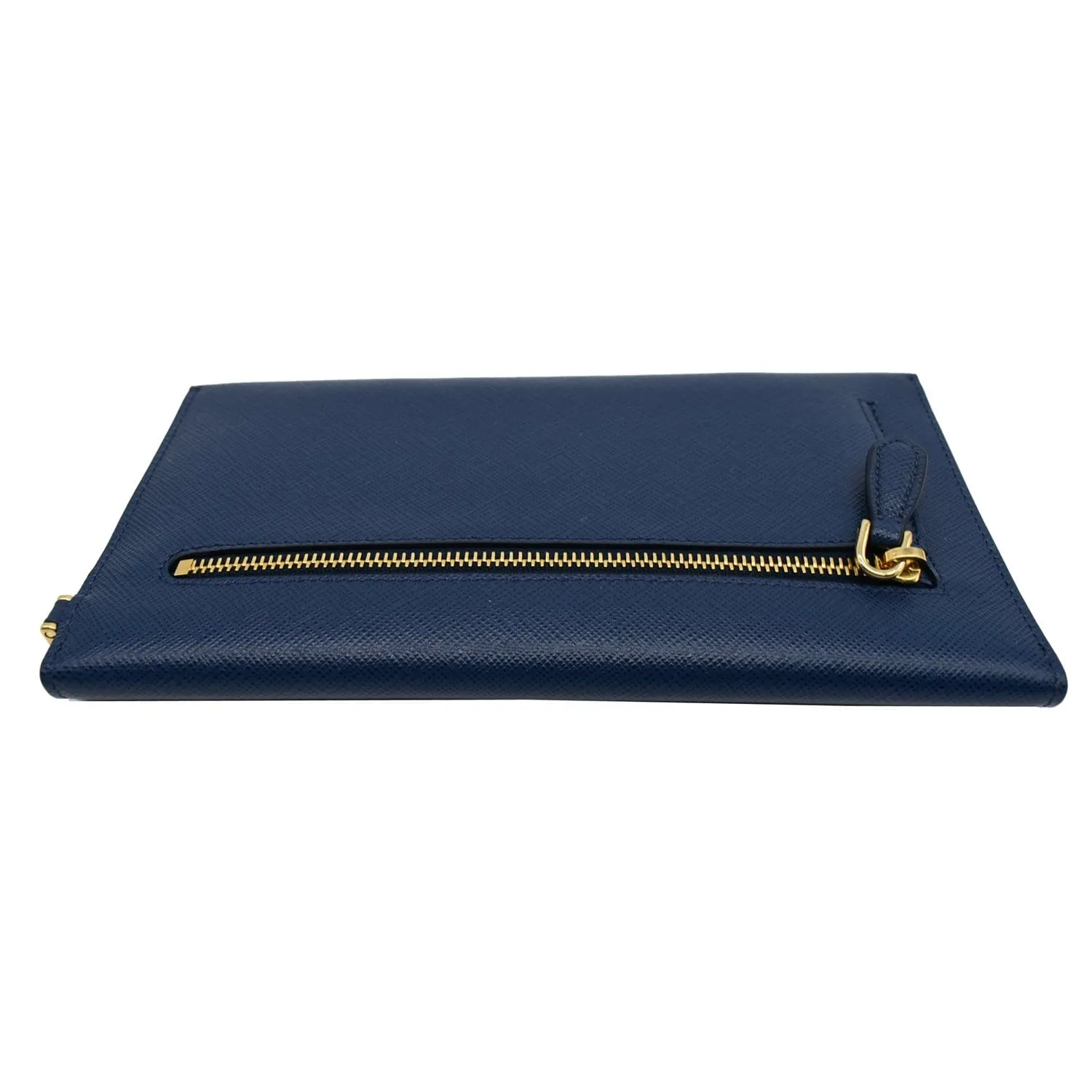PRADA Envelope Leather Chain Clutch Blue 1MF002