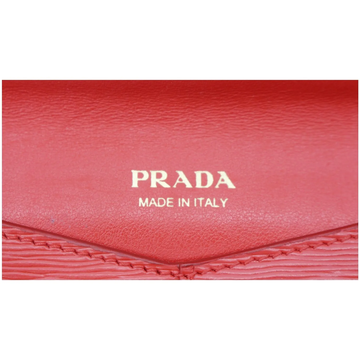 PRADA Envelope Leather Clutch Wallet Red