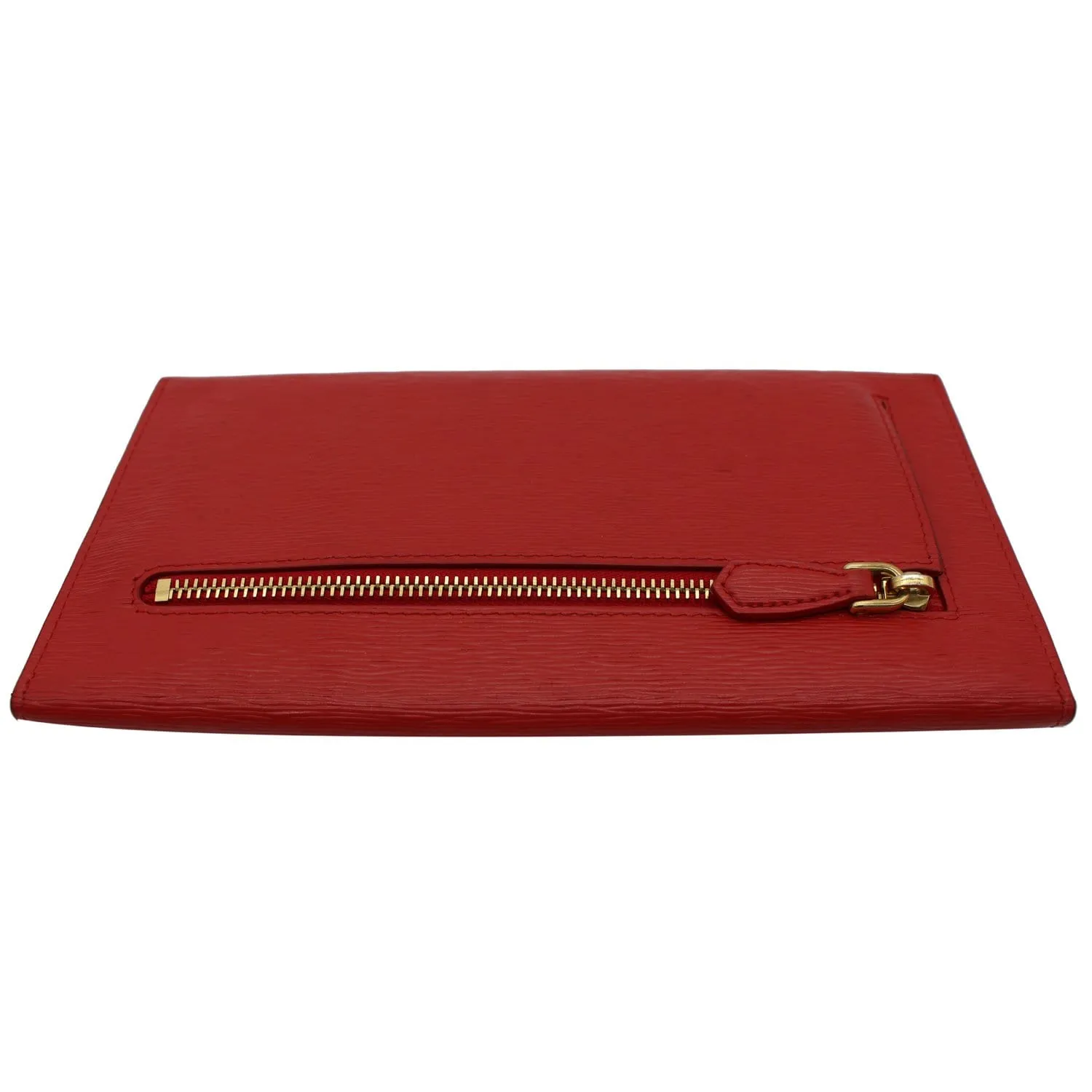 PRADA Envelope Leather Clutch Wallet Red