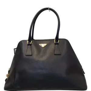 PRADA Saffiano Dome Black Leather Satchel Bag