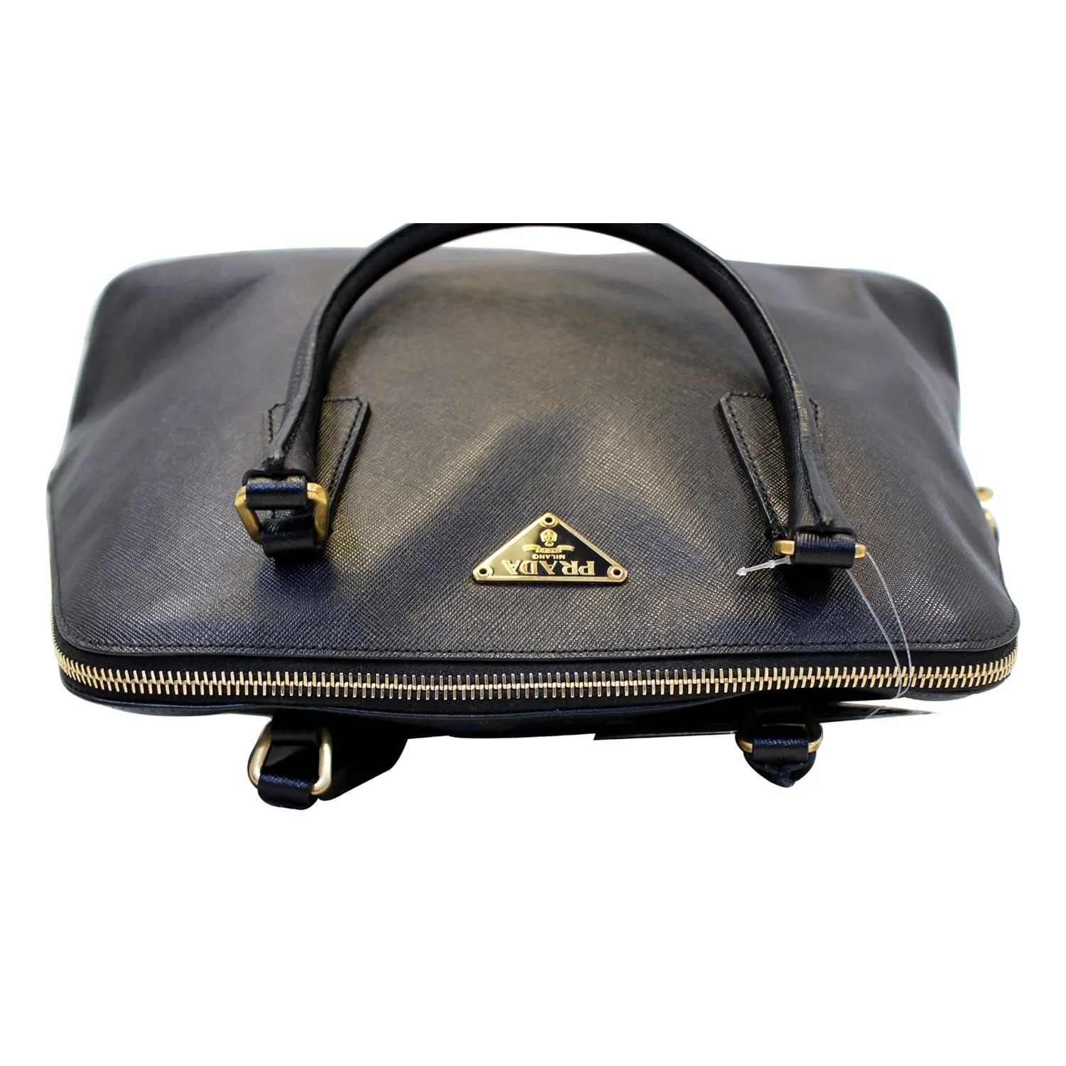 PRADA Saffiano Dome Black Leather Satchel Bag