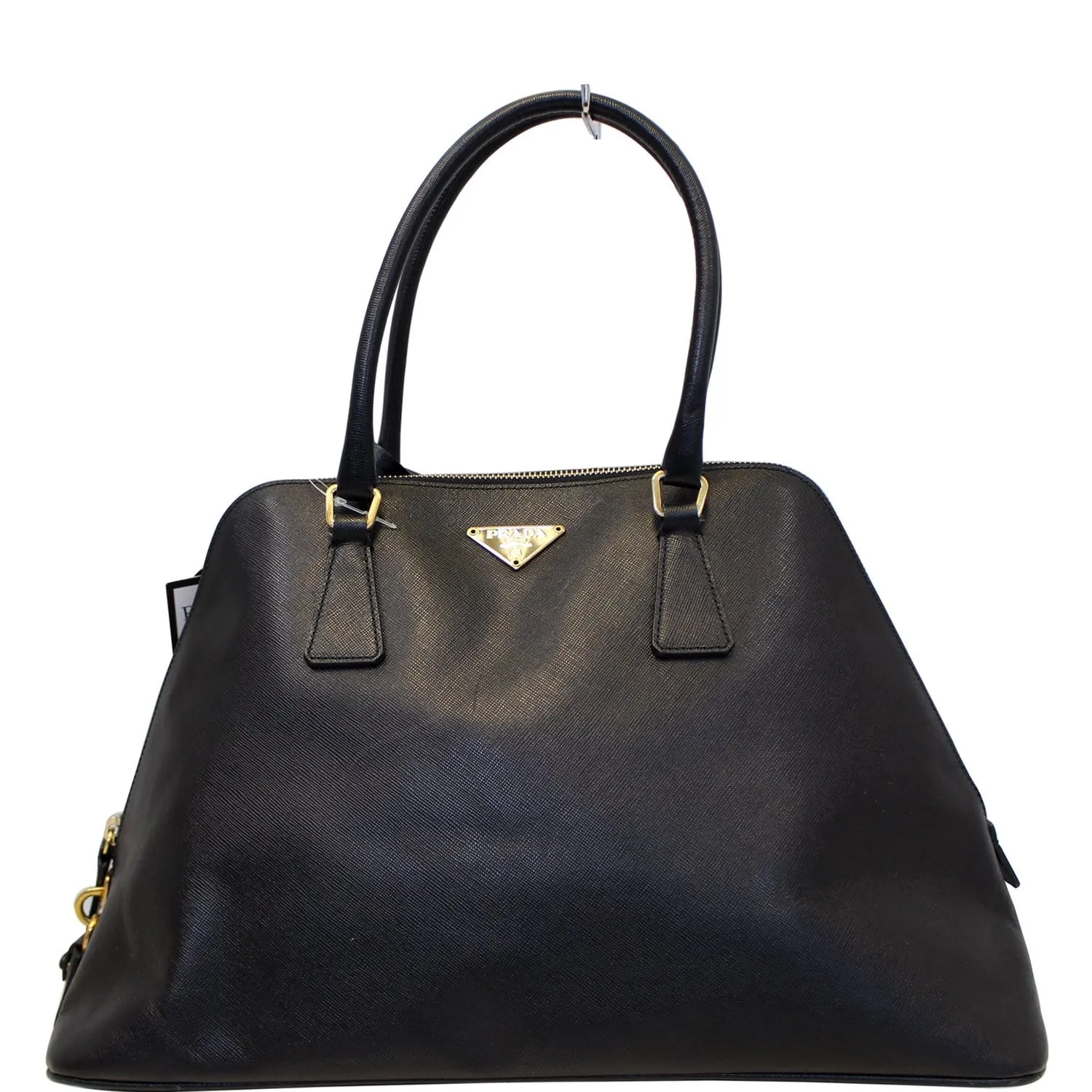 PRADA Saffiano Dome Black Leather Satchel Bag
