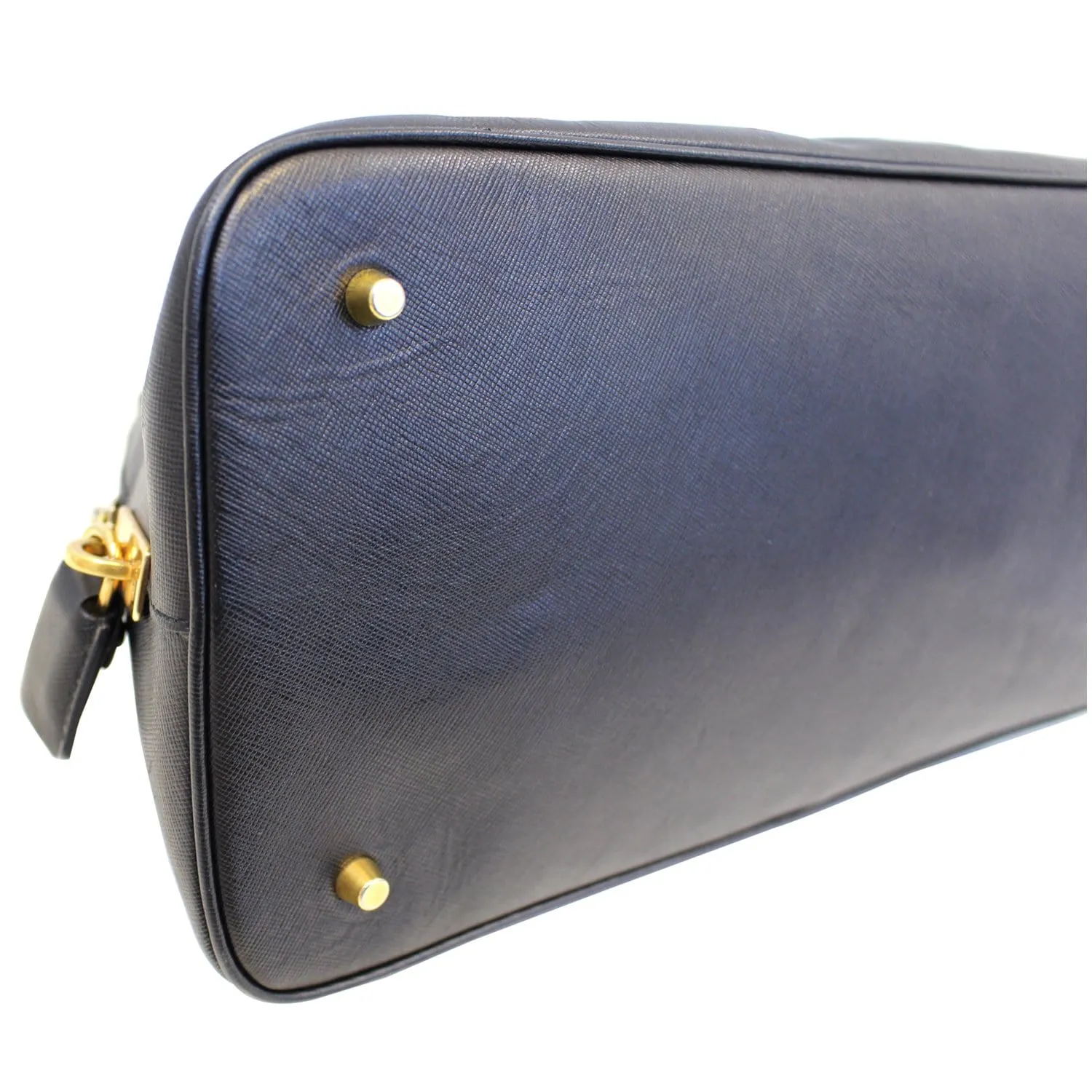PRADA Saffiano Dome Black Leather Satchel Bag