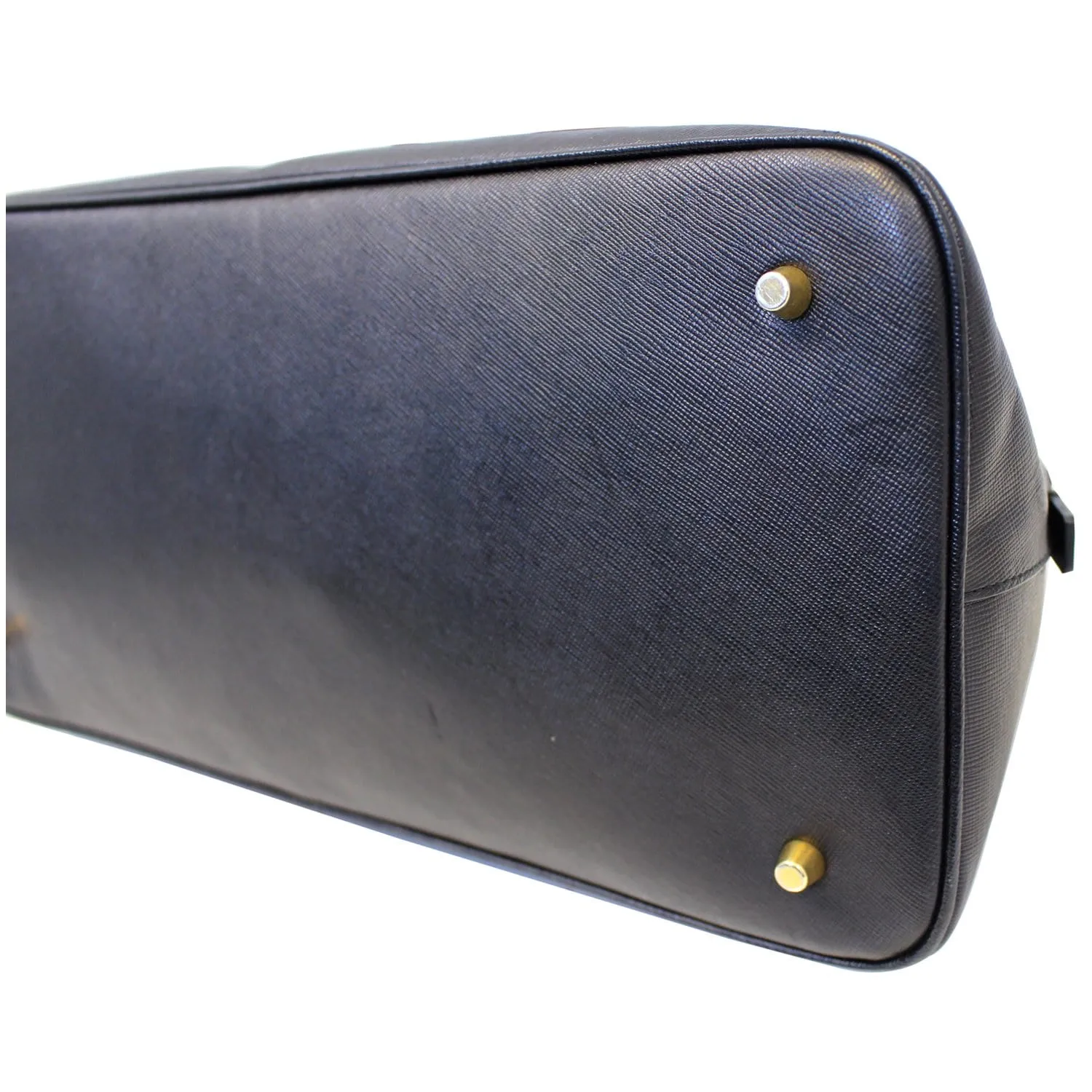 PRADA Saffiano Dome Black Leather Satchel Bag