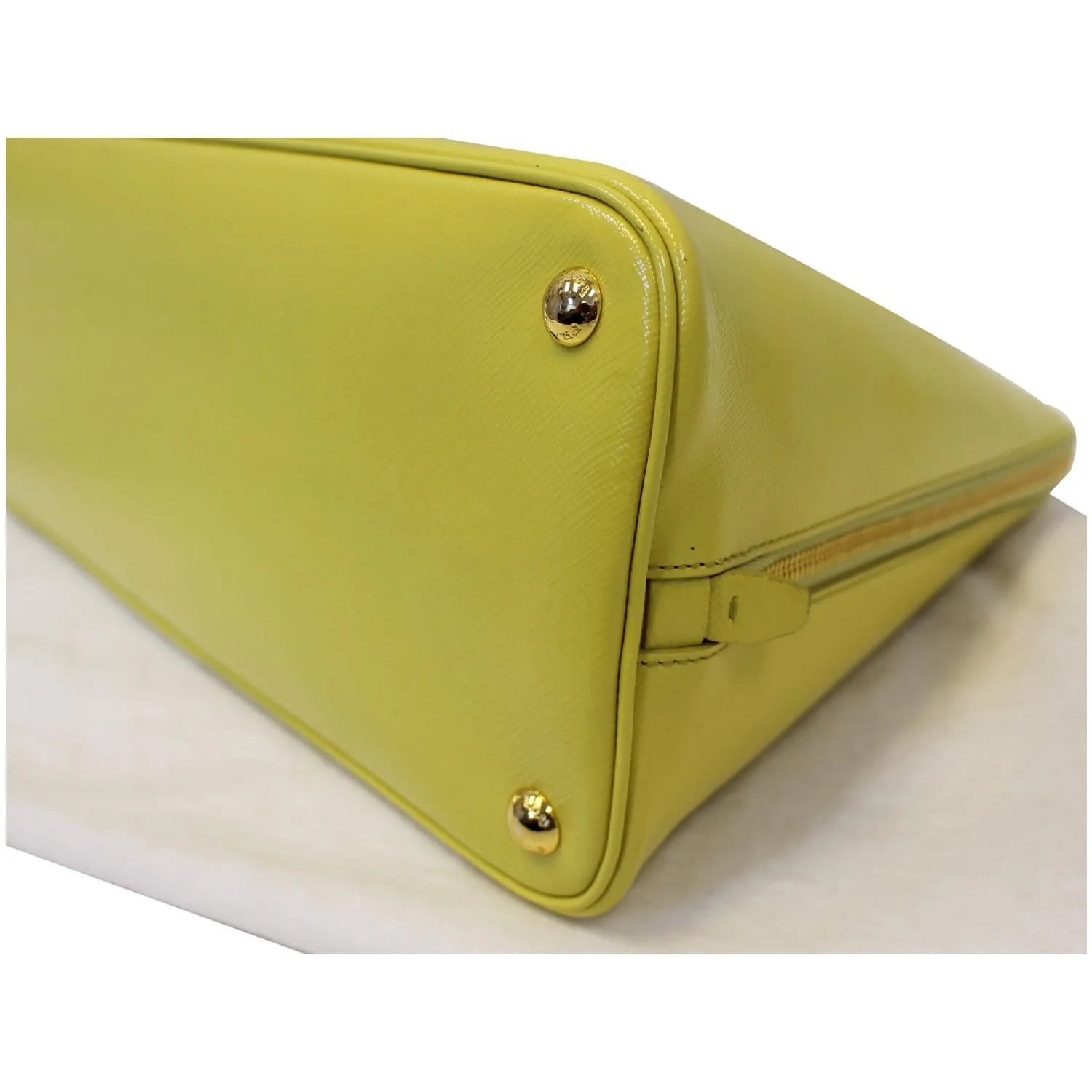 PRADA Saffiano Lux Leather Top Handle Satchel Bag Yellow - Last Call