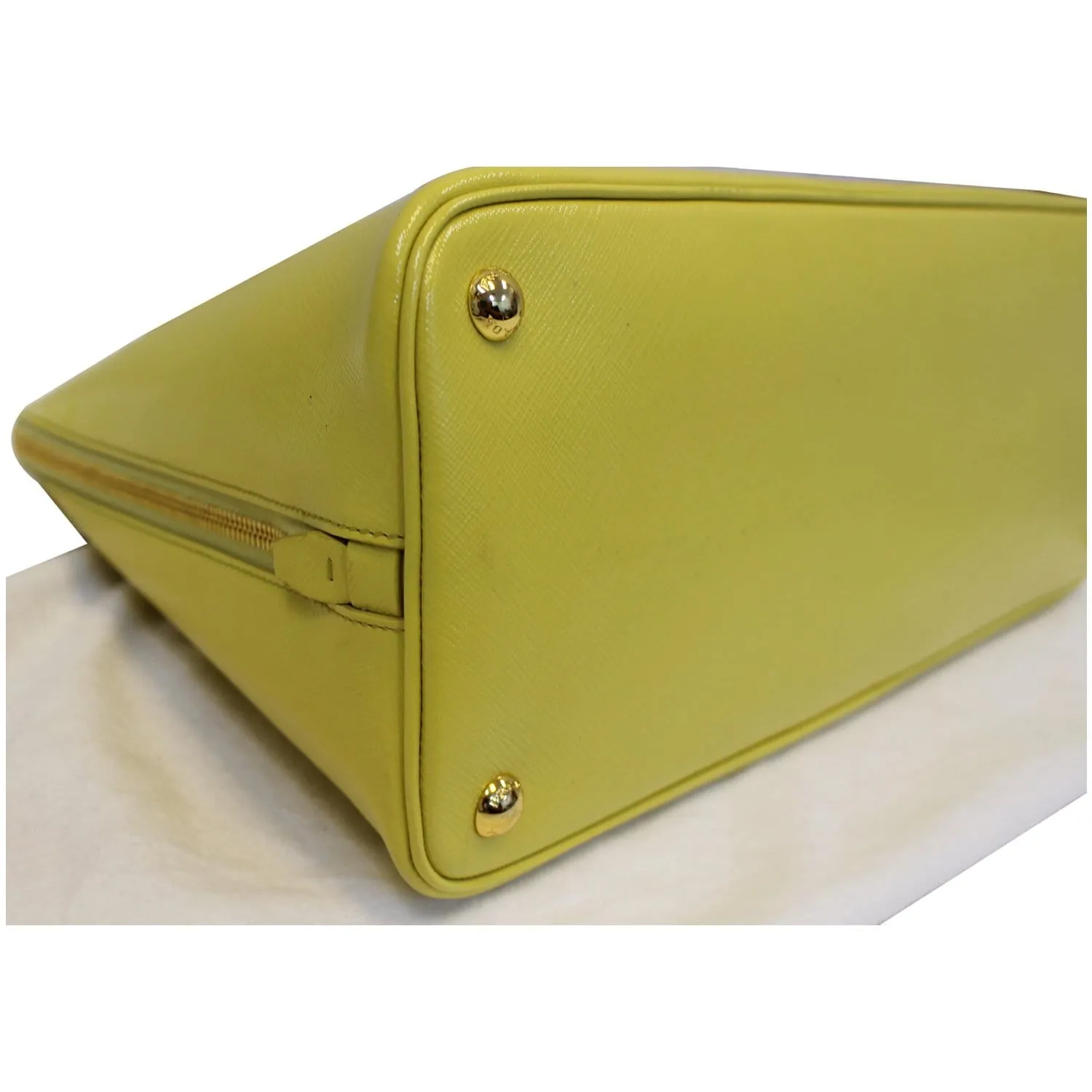 PRADA Saffiano Lux Leather Top Handle Satchel Bag Yellow - Last Call