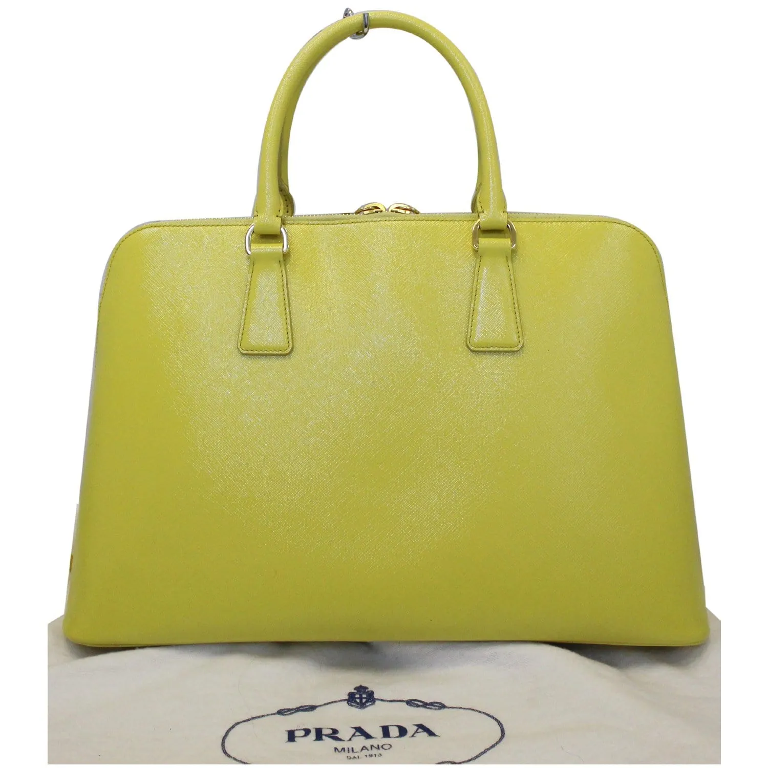 PRADA Saffiano Lux Leather Top Handle Satchel Bag Yellow - Last Call