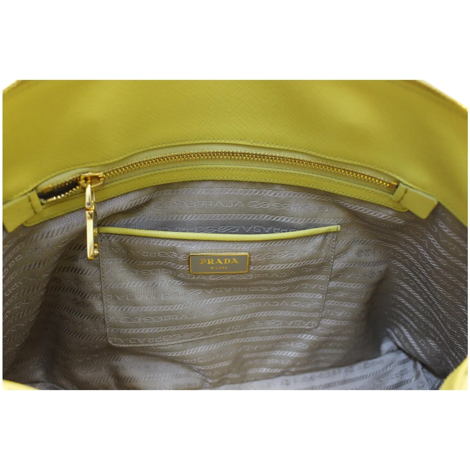 PRADA Saffiano Lux Leather Top Handle Satchel Bag Yellow - Last Call