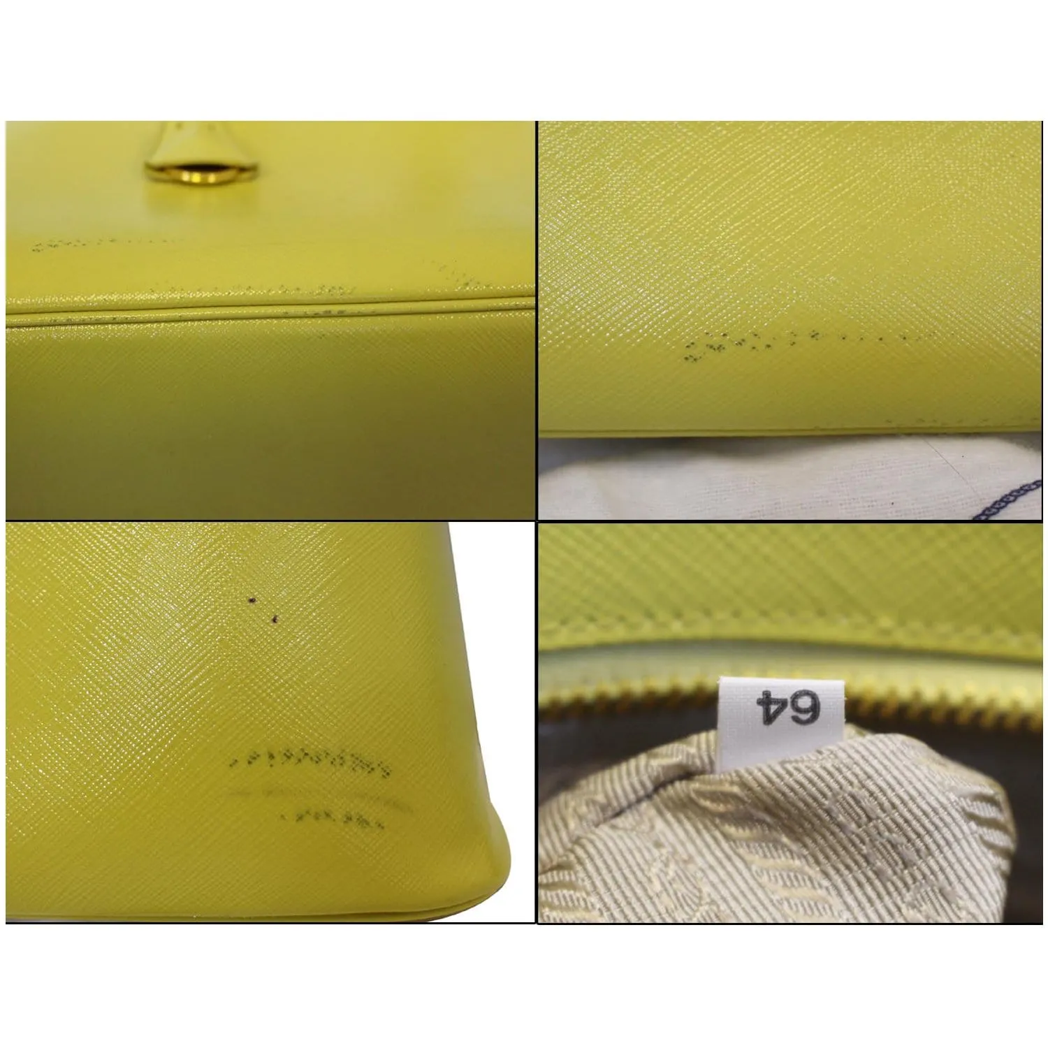PRADA Saffiano Lux Leather Top Handle Satchel Bag Yellow - Last Call