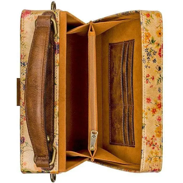 Prairie Rose Tauria Leather Satchel Crossbody Turnlock Box