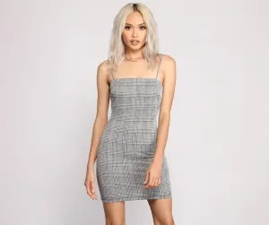 Pretty In Plaid Charming Knit Mini Dress