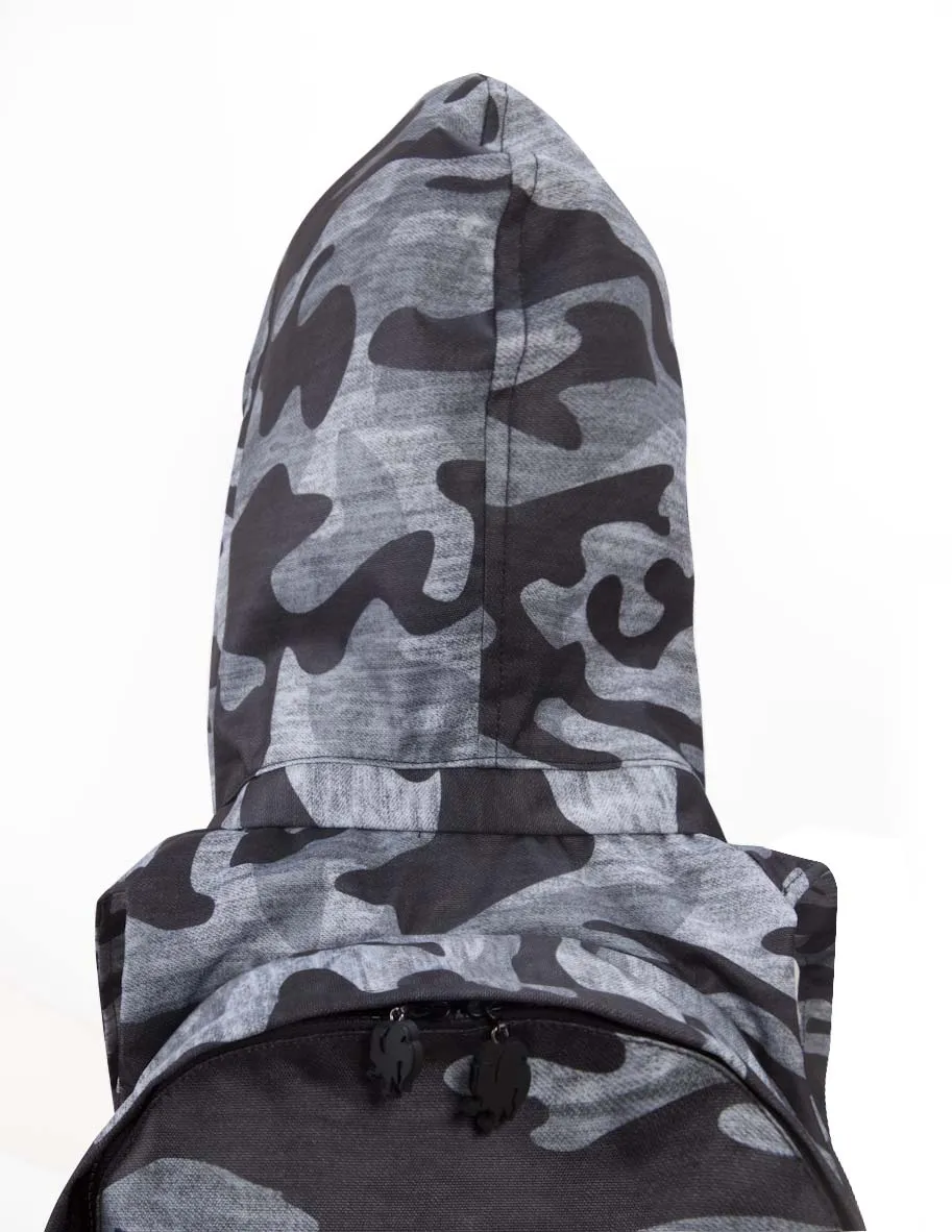 Print Basic - Hooded Backpack - Water-repellent - Grey Camo