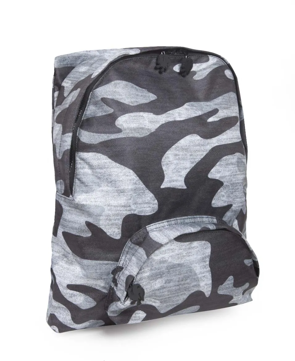 Print Basic - Hooded Backpack - Water-repellent - Grey Camo