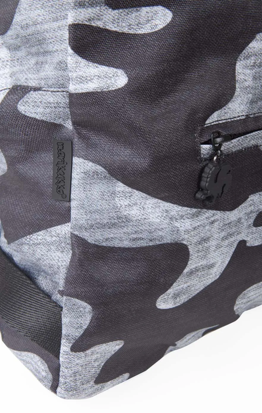 Print Basic - Hooded Backpack - Water-repellent - Grey Camo