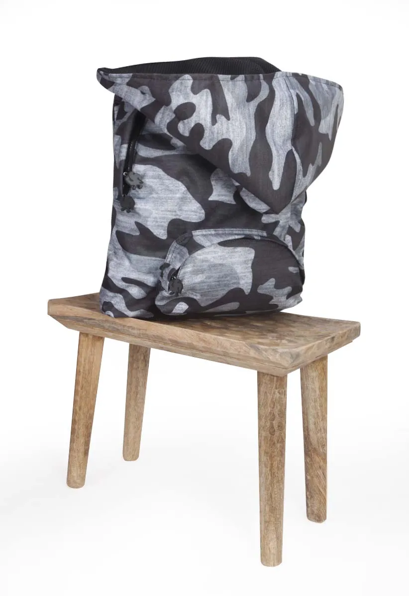 Print Basic - Hooded Backpack - Water-repellent - Grey Camo