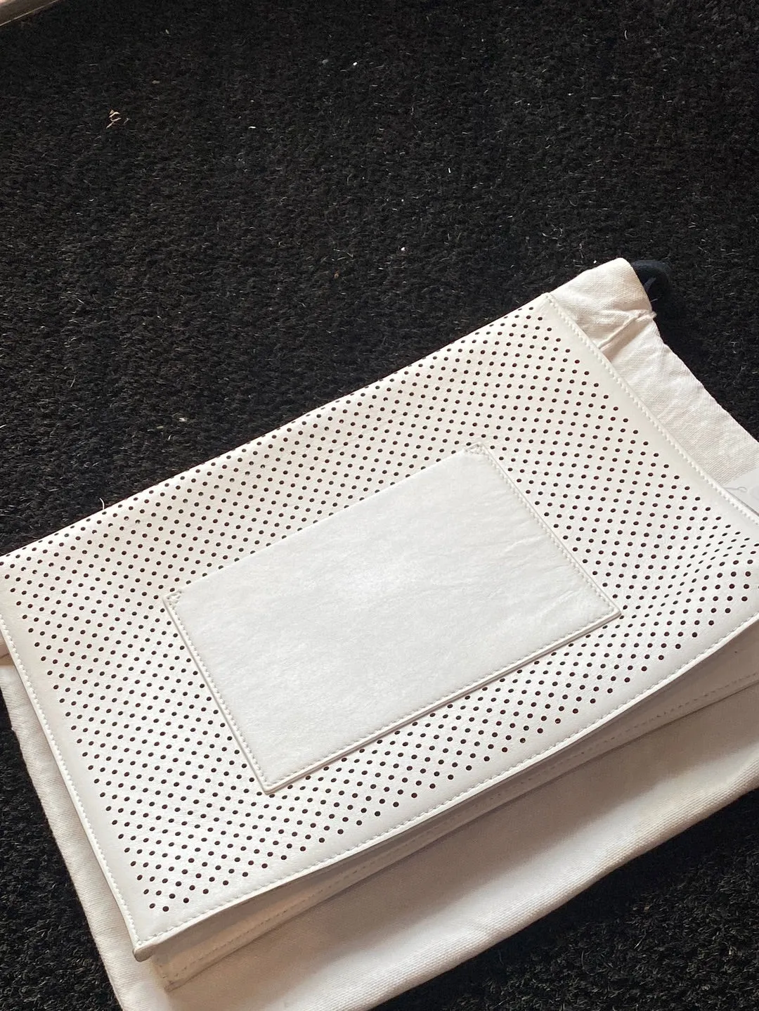 Proenza Schouler White Perforated Envelope Clutch with Silver Hardware