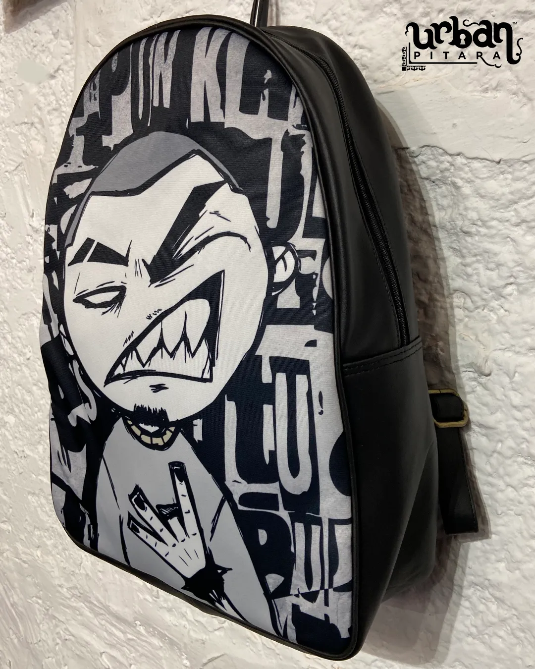 Punk D Faux Leather Backpack