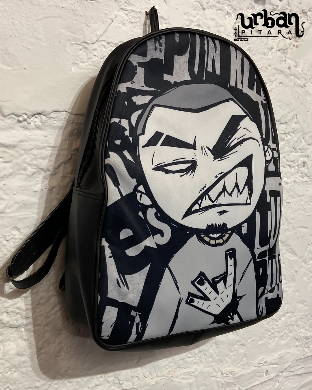 Punk D Faux Leather Backpack