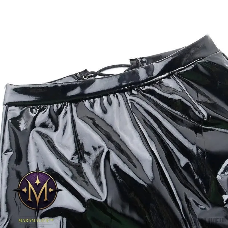 Punk Faux Leather Mesh Stitching Mini-skirt