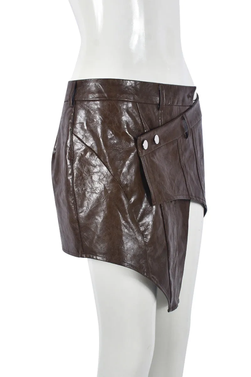QI0312 Vegan Leather Wrapped Skirt