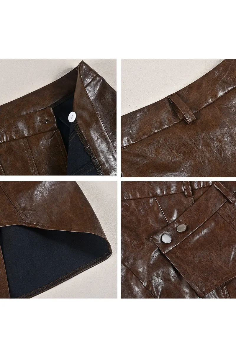 QI0312 Vegan Leather Wrapped Skirt