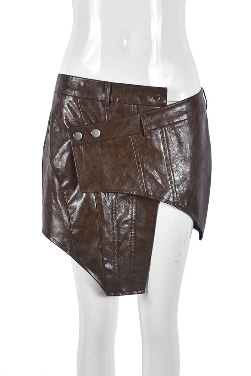 QI0312 Vegan Leather Wrapped Skirt