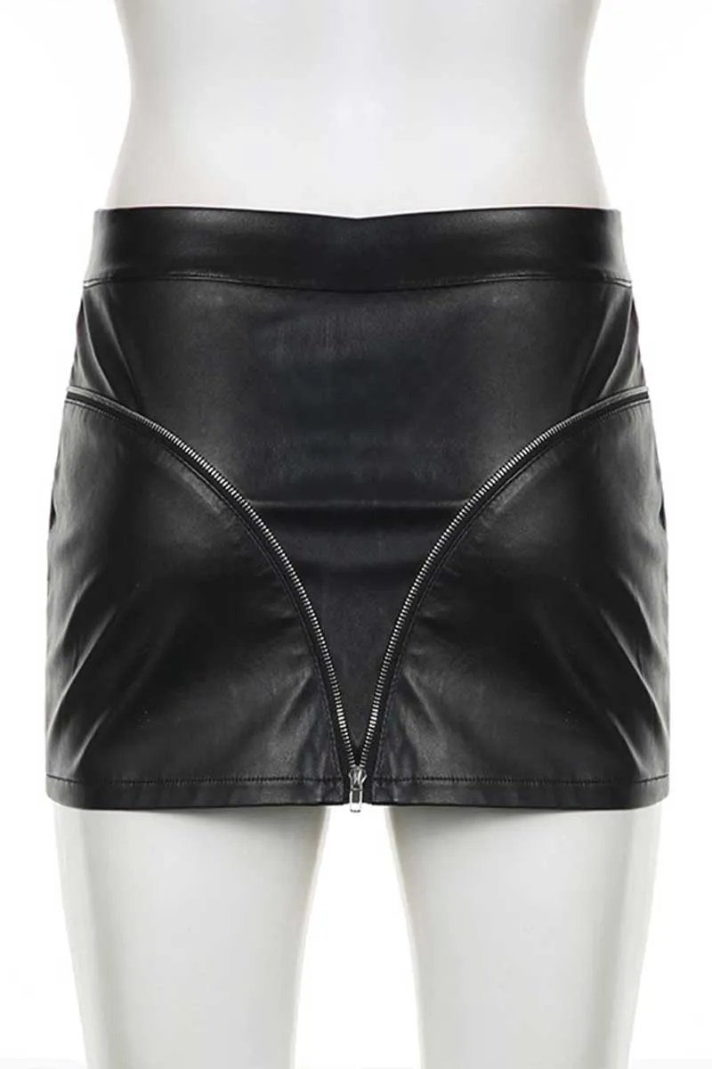 QI860 Faux Leather Mini Skirt