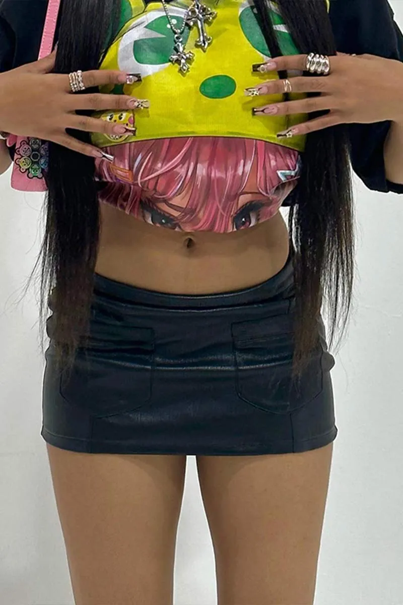 QI860 Faux Leather Mini Skirt