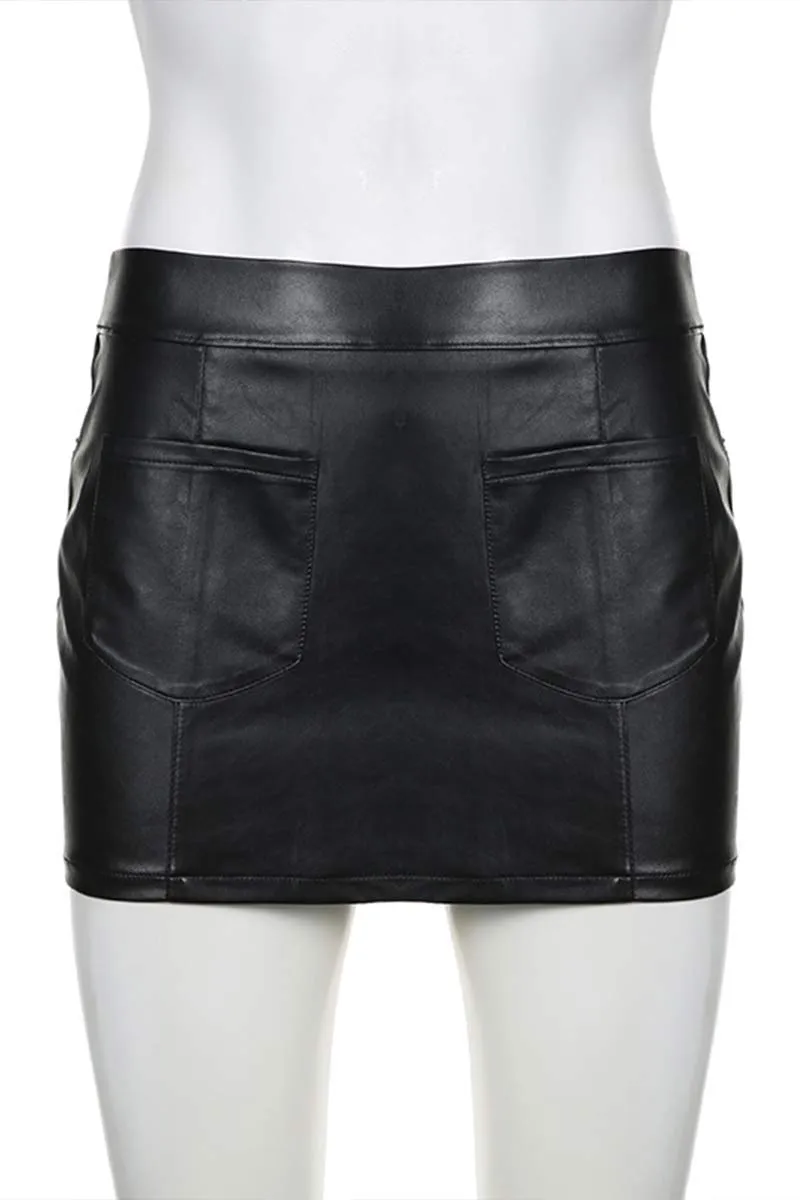 QI860 Faux Leather Mini Skirt