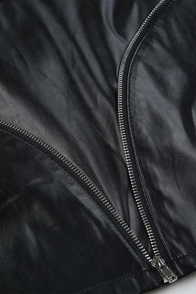 QI860 Faux Leather Mini Skirt