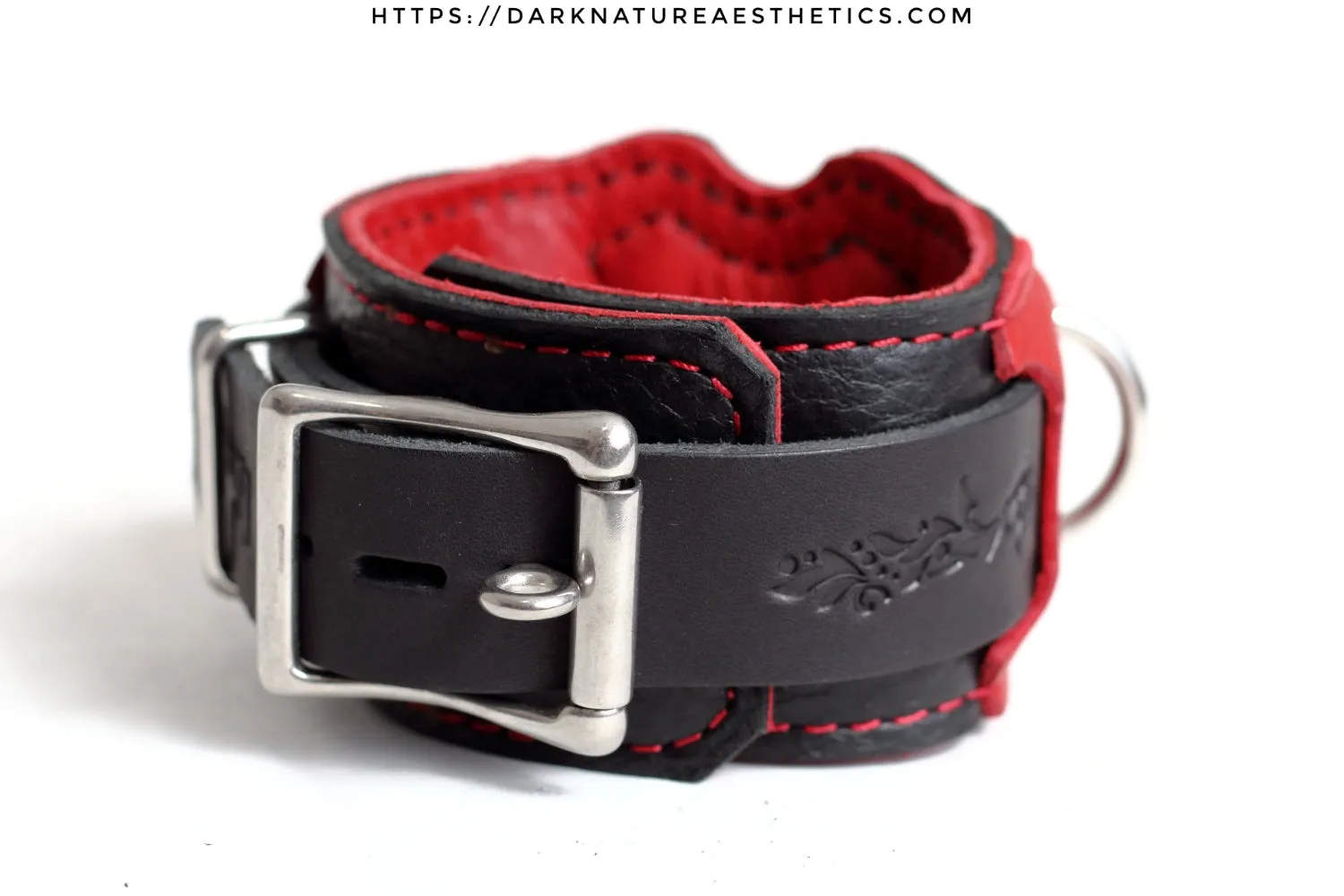 "Carnal Sins" Bloody Locking Bondage Leather Wrist Cuffs