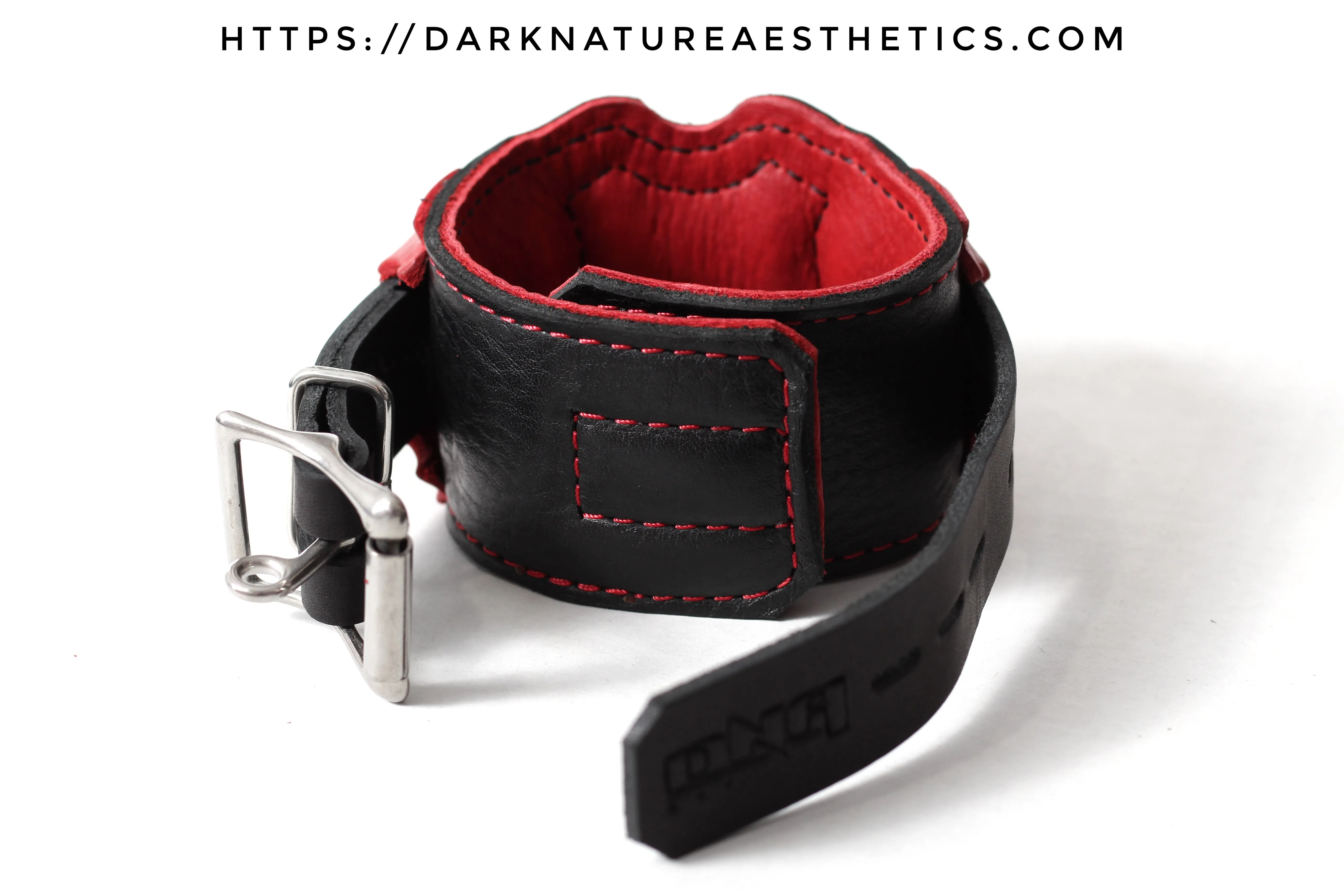 "Carnal Sins" Bloody Locking Bondage Leather Wrist Cuffs