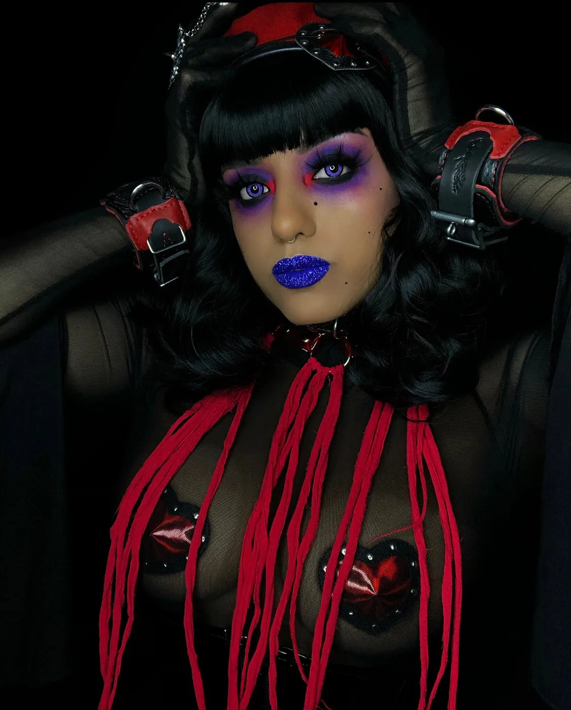 "Carnal Sins" Bloody Locking Bondage Leather Wrist Cuffs