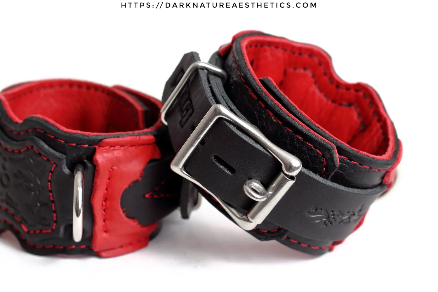 "Carnal Sins" Bloody Locking Bondage Leather Wrist Cuffs