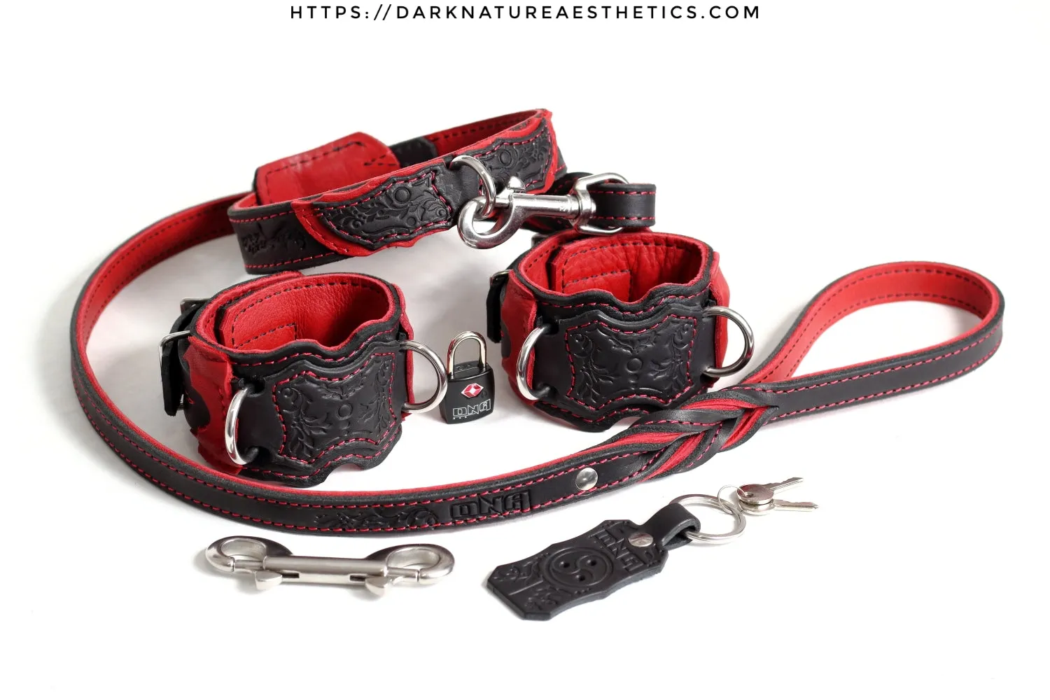"Carnal Sins" Bloody Locking Bondage Leather Wrist Cuffs