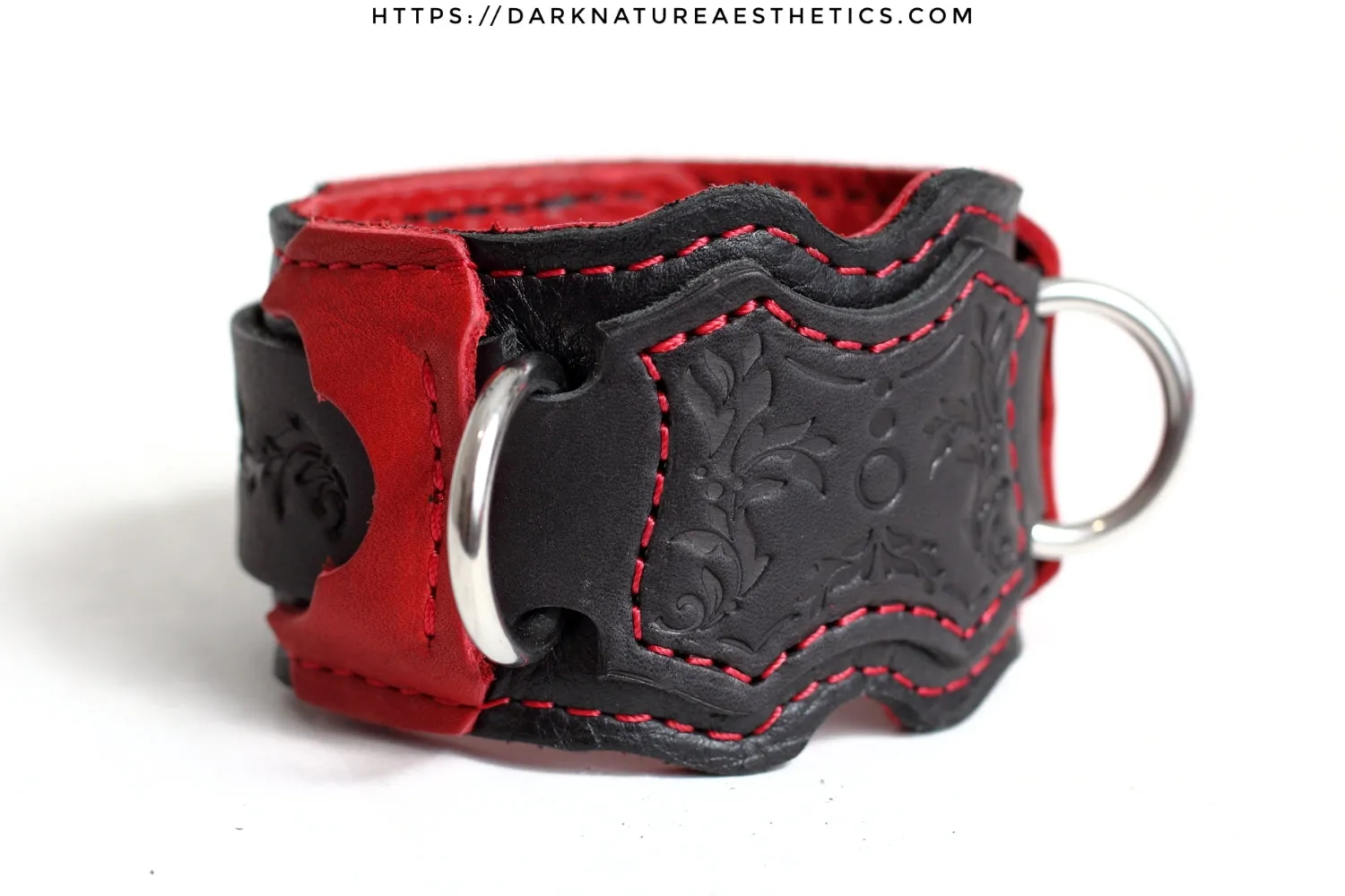 "Carnal Sins" Bloody Locking Bondage Leather Wrist Cuffs