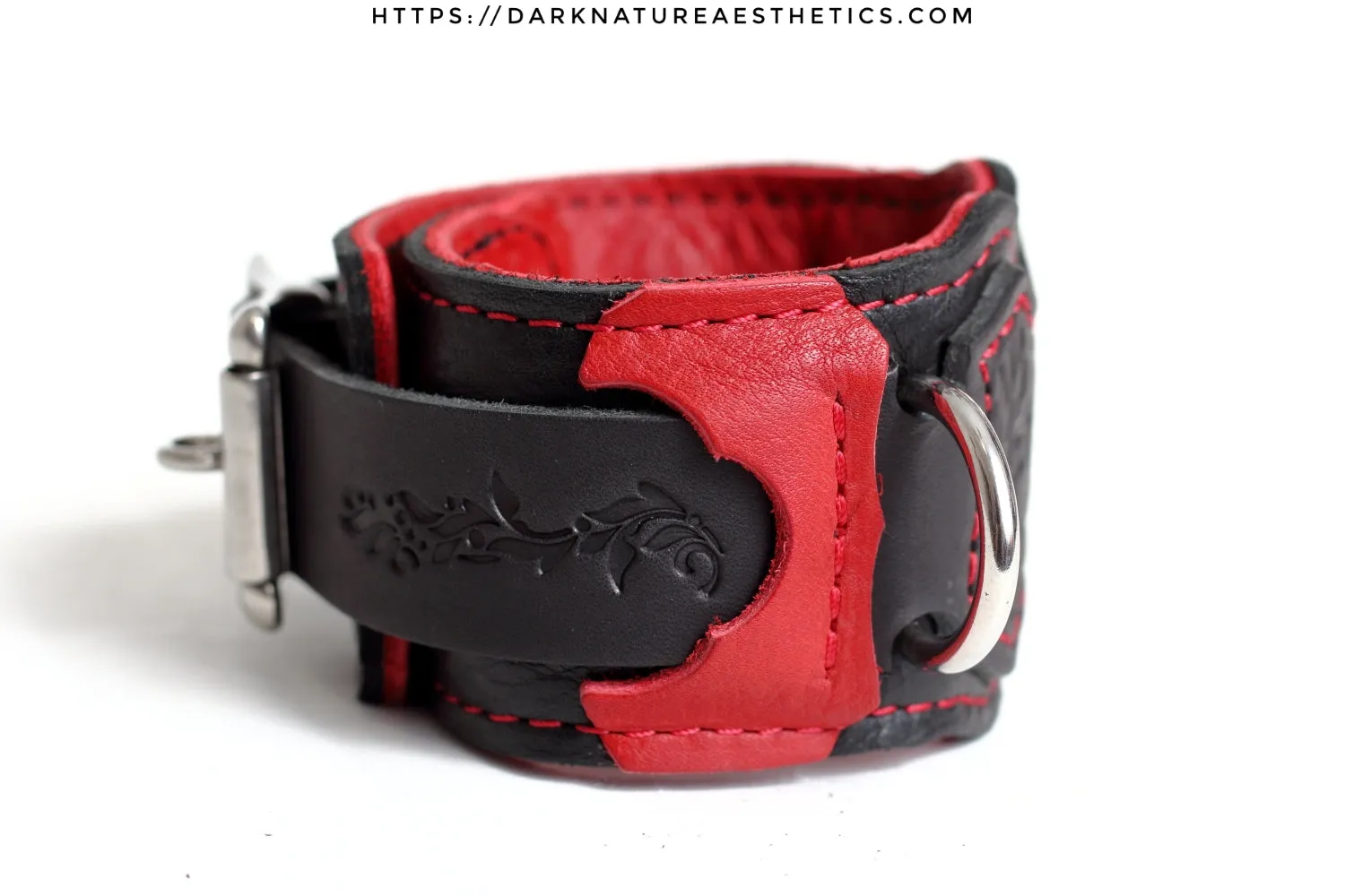 "Carnal Sins" Bloody Locking Bondage Leather Wrist Cuffs