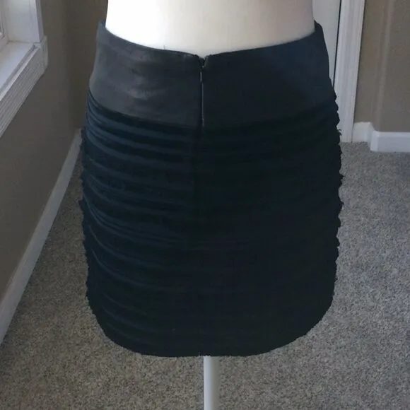 Rag and Bone Midnight blue/blk fringe mini skirt