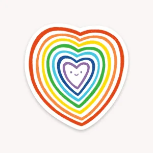 Rainbow Heart Waterproof Vinyl Sticker