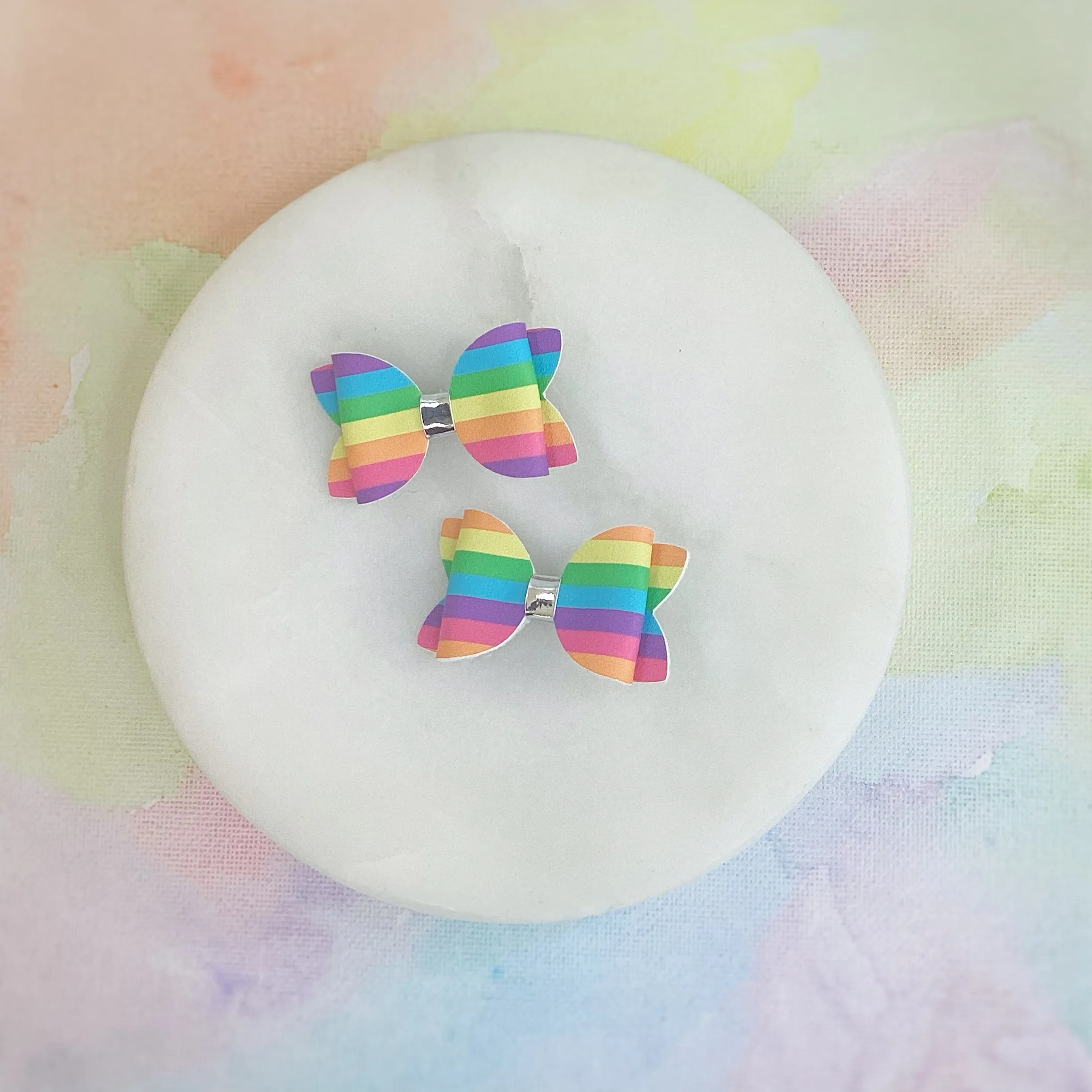 Rainbow Stripe Micro Mini Bows
