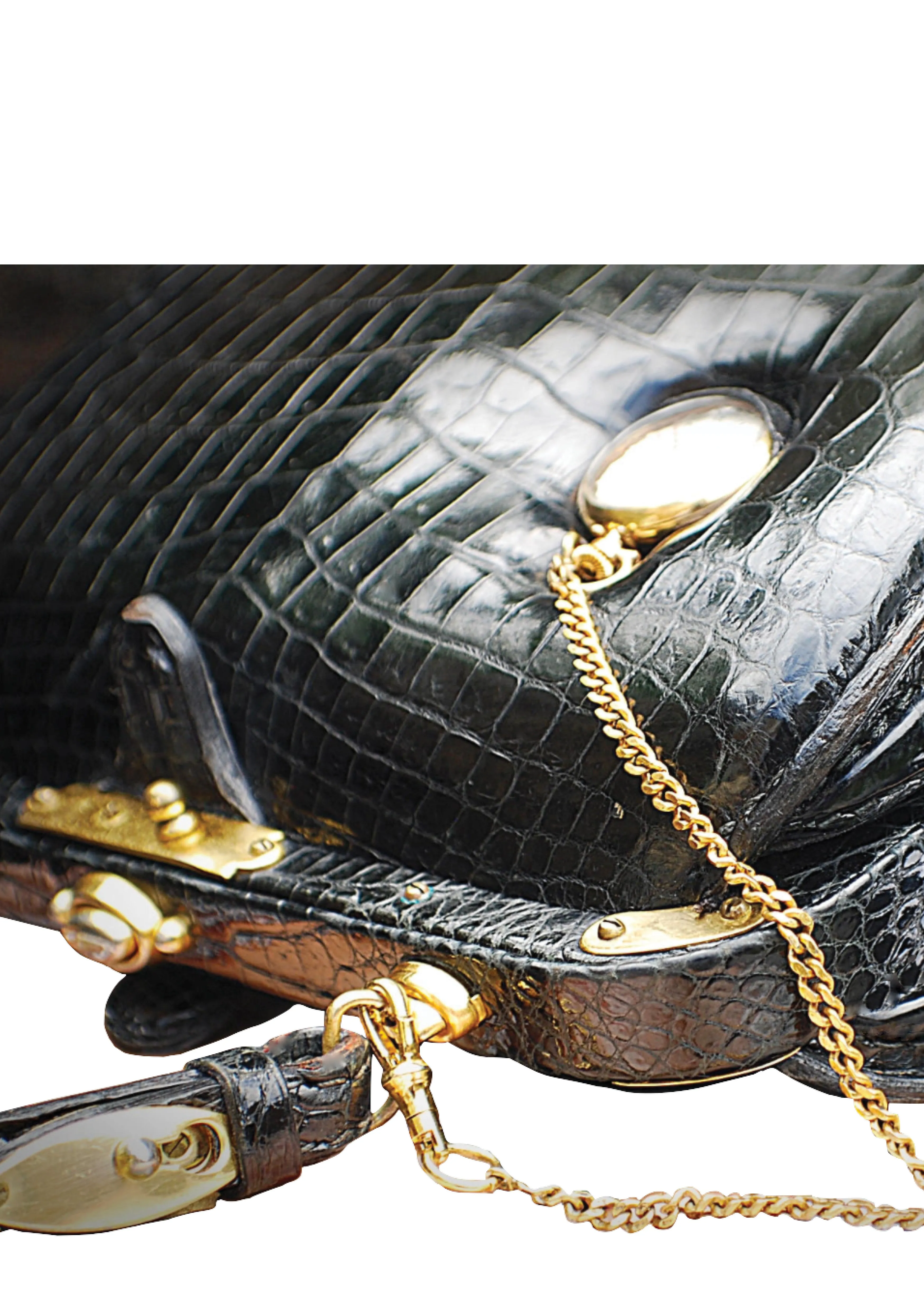 RARE Lederer 60's Designer Pocket Watch Crocodile Handbag- New