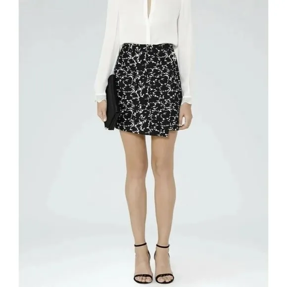 Reiss Naomi Jacquard Black and White Mini Skirt size 10