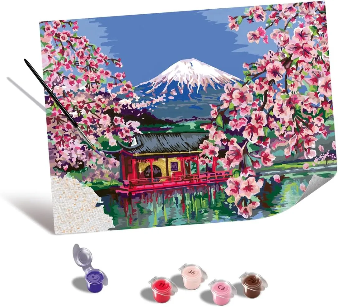 Relax CreArt Japanese Cherry Blossom Canvas Paint by Numbers Kit