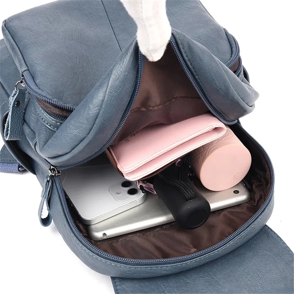 Relaxed Retro Faux Leather Backpack