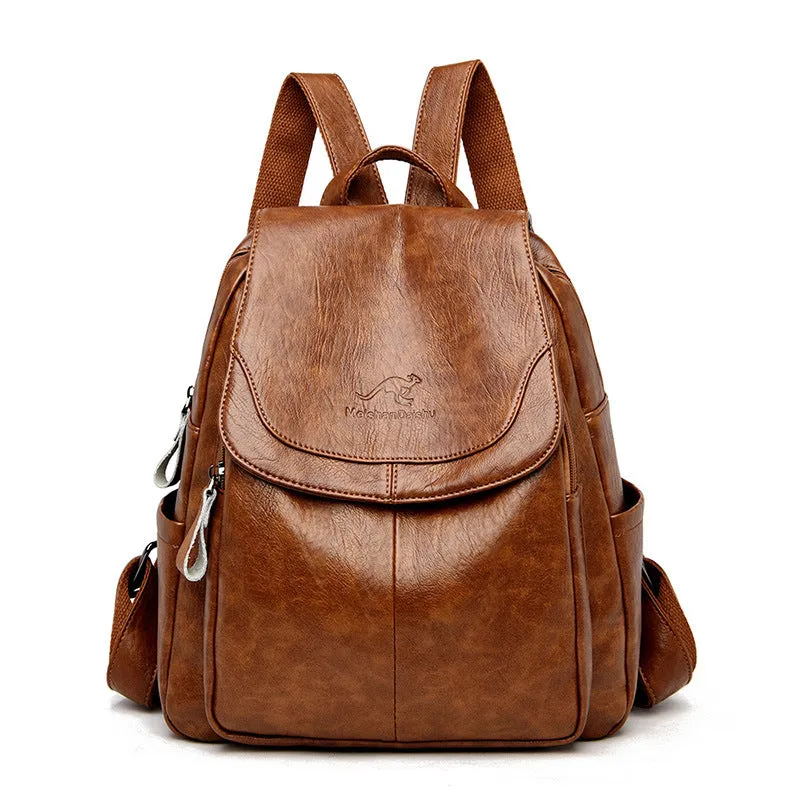 Relaxed Retro Faux Leather Backpack